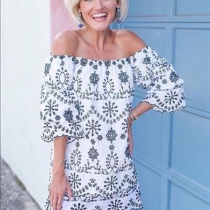 Embroidered off the shoulder dress